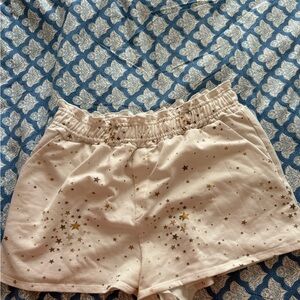 Hummingbird Cream and Gold Athletic Shorts